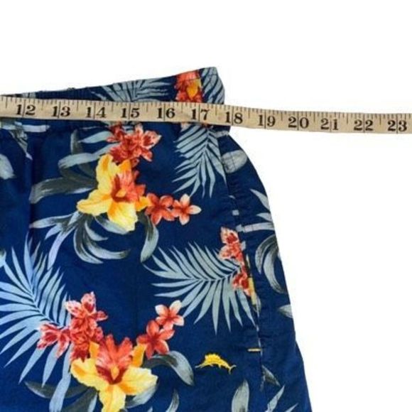 Tommy Bahama Mens Large Blue 100% Cotton Flower Design Drawstring Shorts - Picture 7 of 12